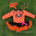 NEW ARRIVAL newborn orange tutu romper kids Halloween tutu romper kid polka dot romper with necklace and headband